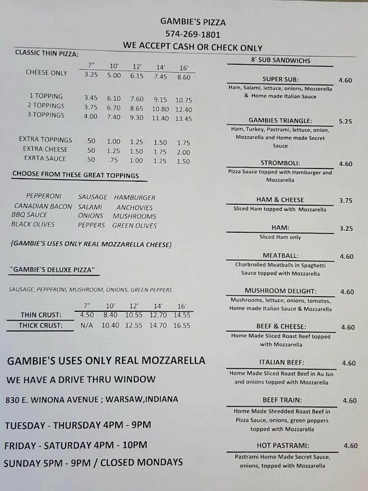 Gambie's Pizza Menu image 3